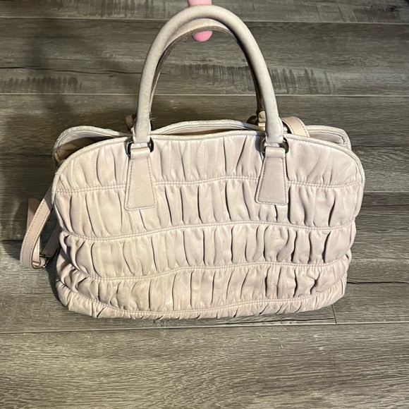 Prada Cream/ Beige/ Pink Leather Handbag - Picture 3 of 16